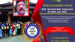 Dr Vilas Lokhande of Remedium Lifecare Limited honoured with Global Icon Award For Life Time Achievement Award to Healthcare in India and Africa.